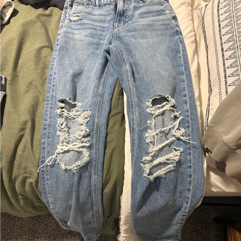 American Eagle Outfitters Ripped Blue Boyfriend Jeans